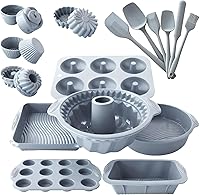 Vista 1 de Juego de 24 moldes de silicona antiadherentes para hornear, moldes para hornear, moldes para pasteles, moldes estriados, molde para donas, molde