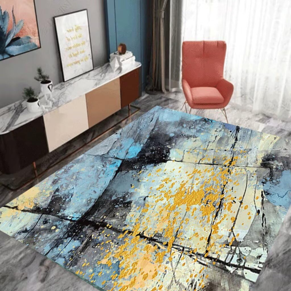Tapis de chambre géométrique bleu pour créer un cocon doux
