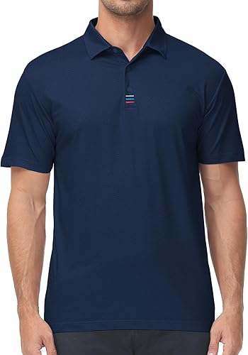 V VALANCH Polo para hombre, estilo casual, de manga corta, para golf, absorbe la humedad, con cuello