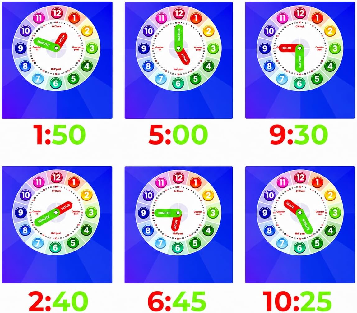 Interactive Educational Teaching Clock - Learn Time Easily, Durable Design for Kids with moveable arms, Engaging Hands-On Learning Tool, Perfect for Classroom & Home Use image 5