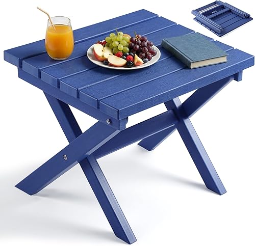 Miniatura 24 de PASAMIC Adirondack - Mesa auxiliar cuadrada para exteriores, mesa pequeña de polietileno de alta densidad para exteriores, mesa auxiliar de patio