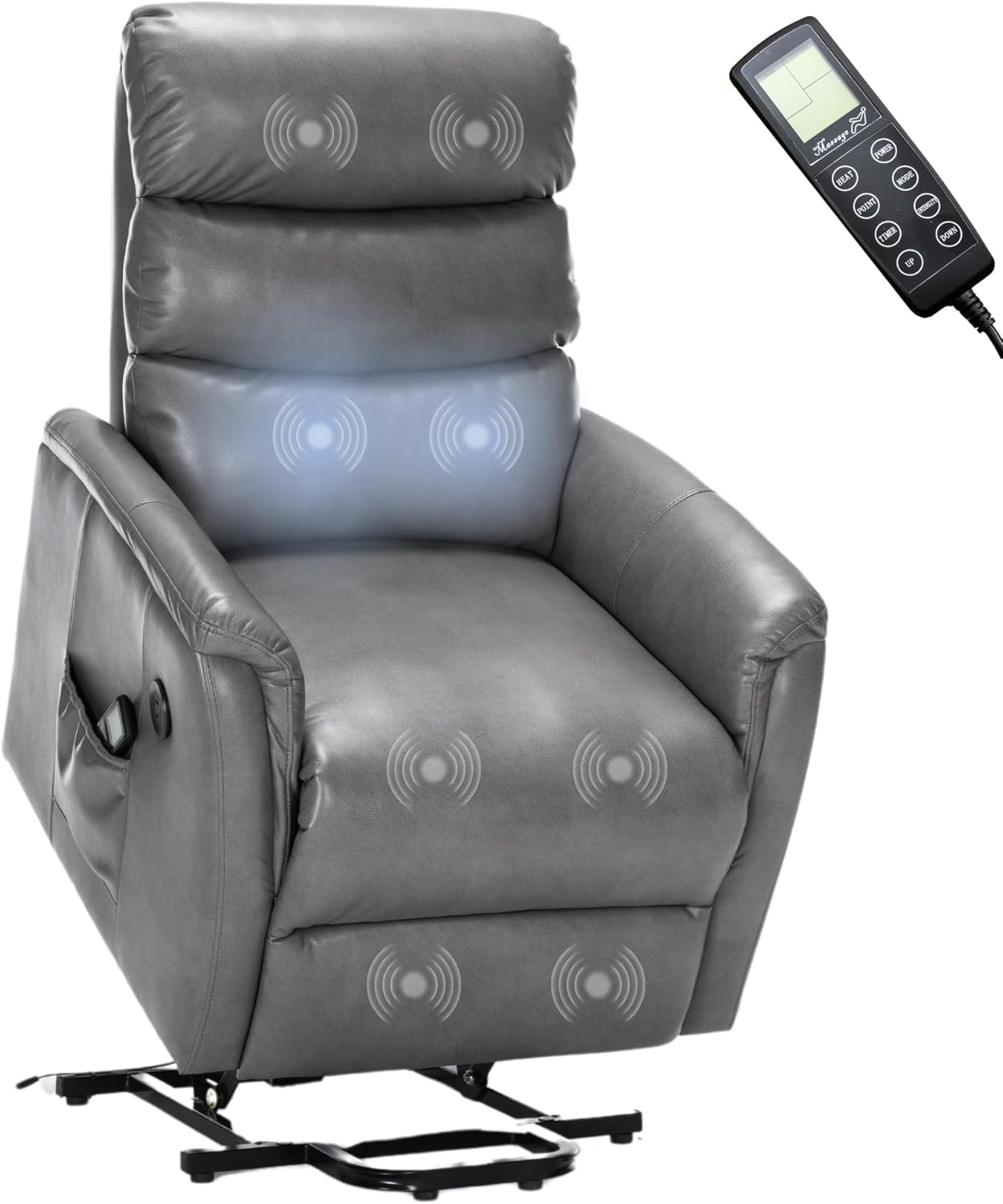 8795 Electric Power Lift Recliner Chair Sofa PU Leather with Massage and Heat for Elderly