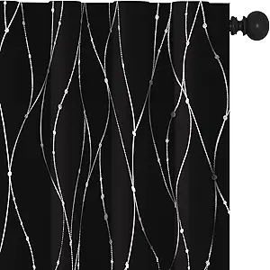 Deconovo Short Blackout Curtains, 54 Inch Length - Energy Efficient Curtains, Light Blocking Window Curtain Panels, Curtains for Bedroom (42 x 54 Inch, Black, 2 Panels)