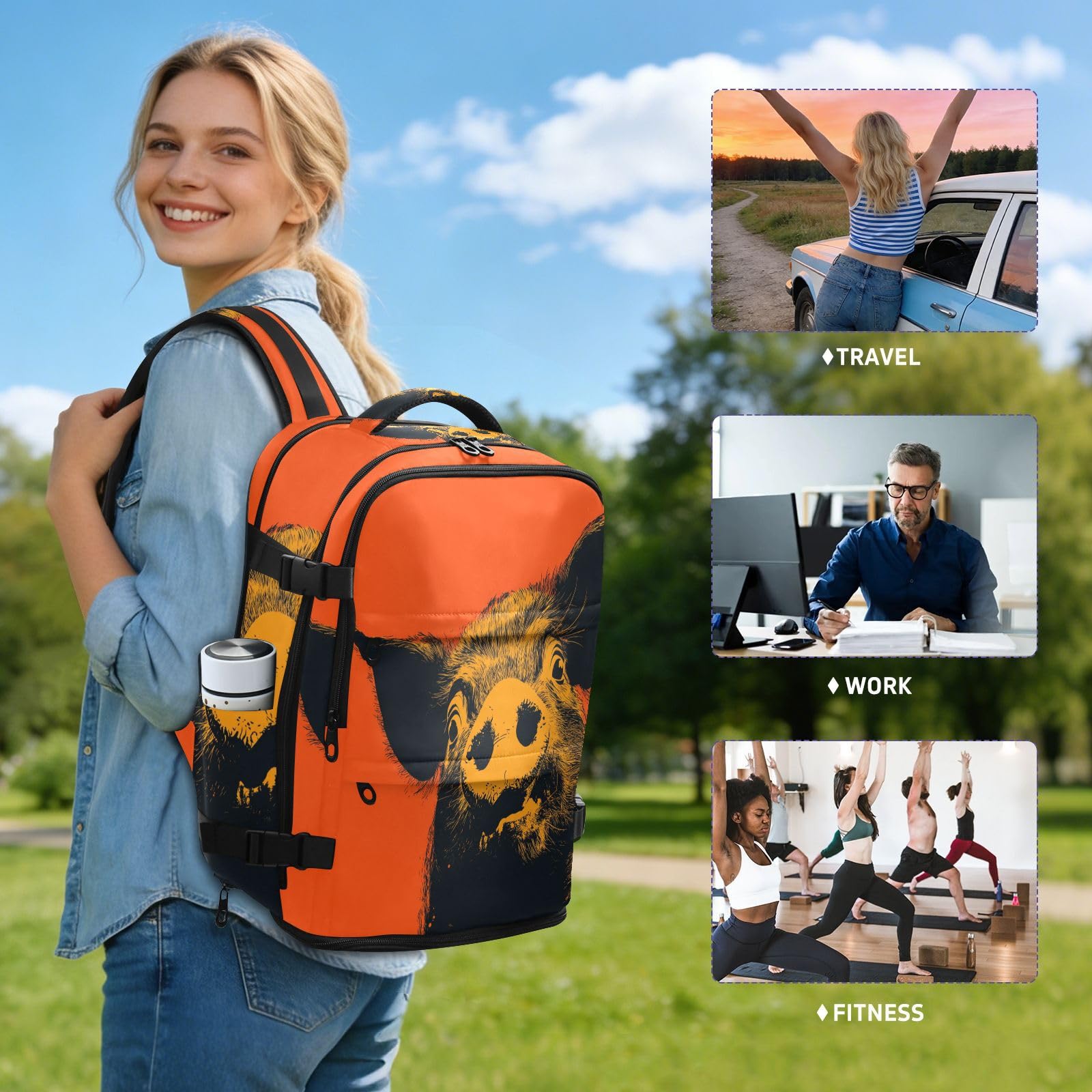 Osobisty plecak przedmiot osobisty torba podróżna do samolotów 20 l | Elegancka torba podróżna antykradzieżowa zabawna świnka niezbędnik podróżny do samolotów mochila de viaje para mujer 20 l