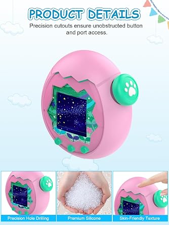 Silicone Case for Tamagotchi Paradise - Soft Protective Cover with lanyard,toergy Comfortable, Portable Anti-Scratch Skin for Pet Game Machine (Pink)