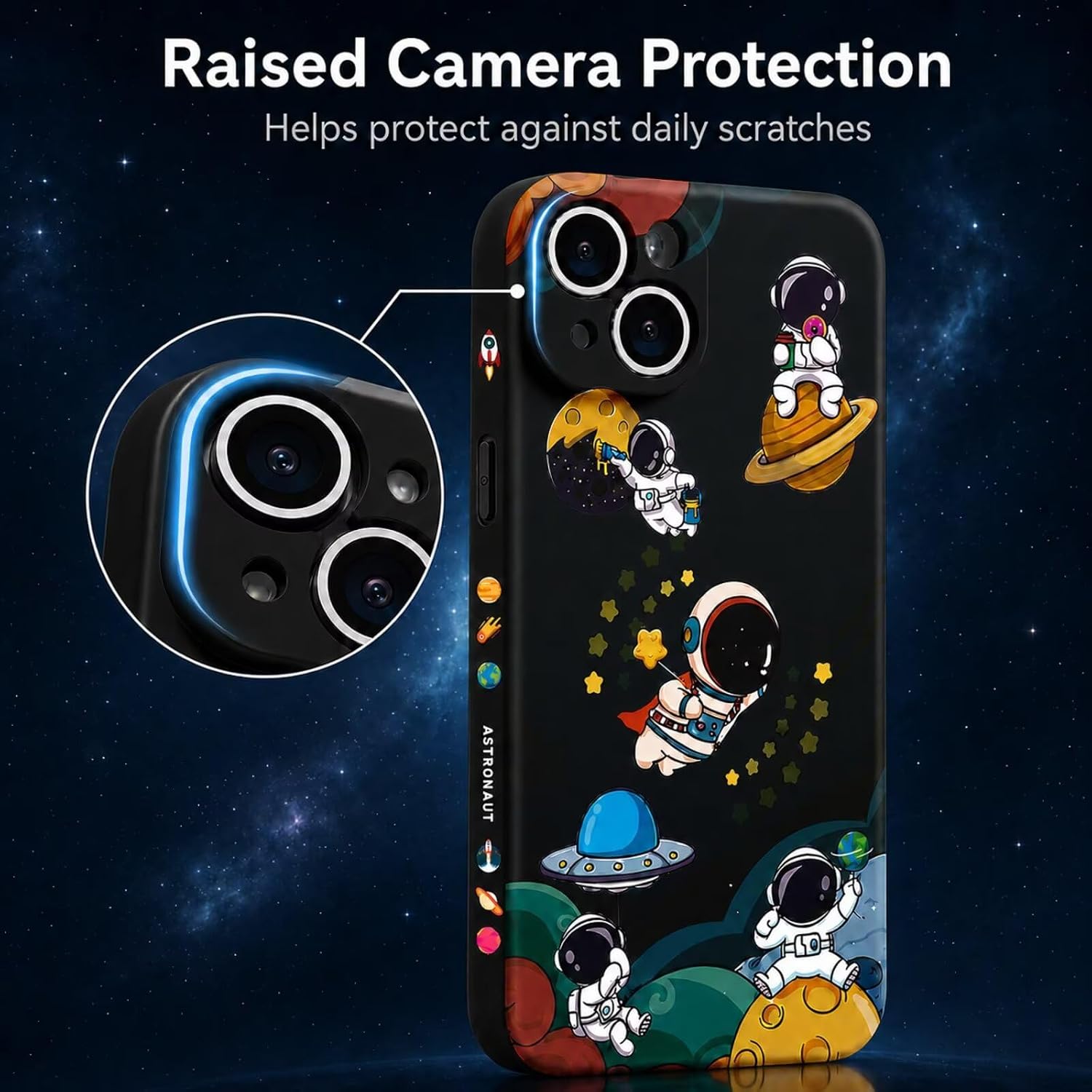 Astronaut Phone Case for iPhone 11 Case for Boys Girls Cute Cartoon Astronaut Rocket Design Aesthetic Shockproof Designer Cover Compatible with iPhone 11 thumbnail