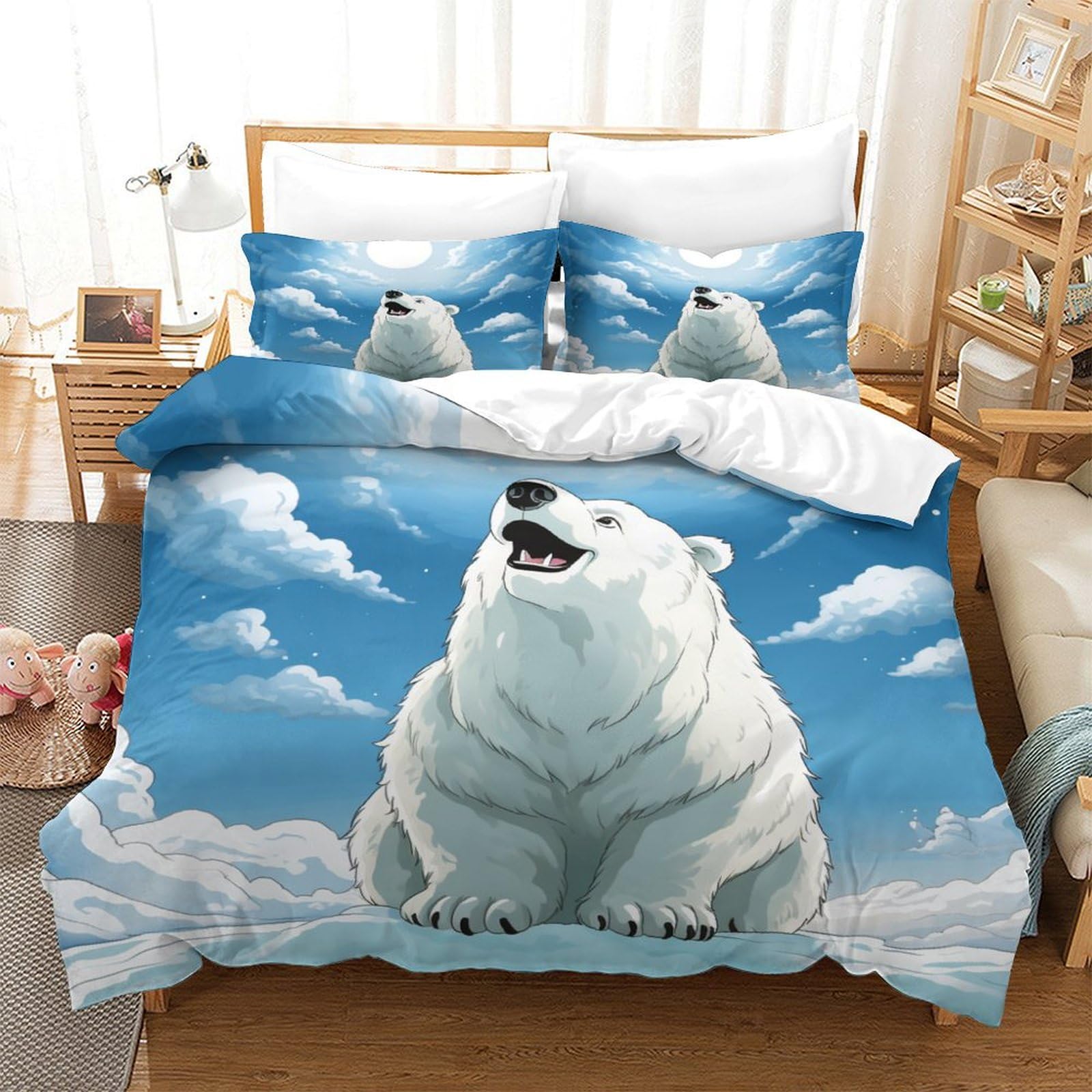 Parure de lit ours polaire en microfibre thermorégulatrice contre le froid nocturne