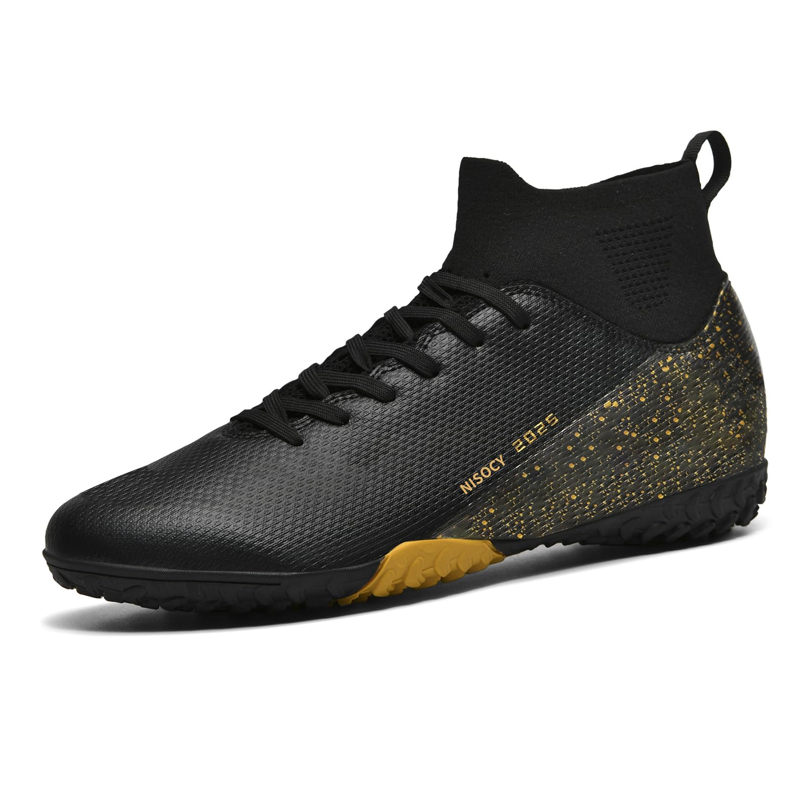 NISOCY Men’s Soccer Shoes Football Cleats High-Top Outdoor/Indoor Athletic Sneaker Lightweight Training Football Boots TF/AG