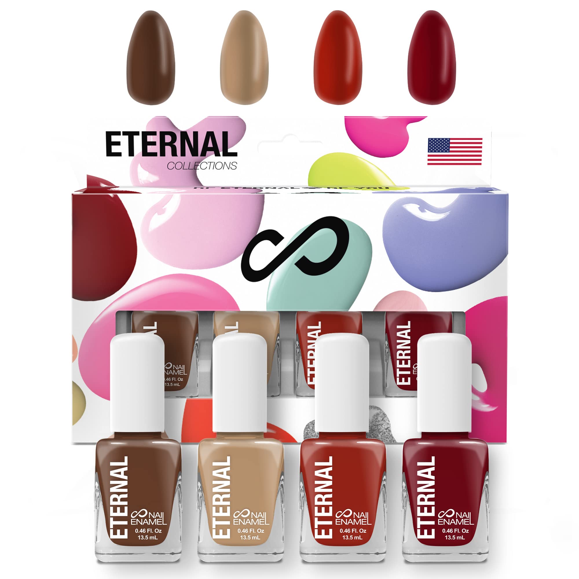 Eternal Brown Nail Polish Set for Women (TERRACOTE) - Red Nail Polish Set for Girls - Lasting & Quick Dry Non Toxic Nail Polish Kit for Home DIY Manicure & Pedicure - Made in USA, 13.5mL (Set of 5)
