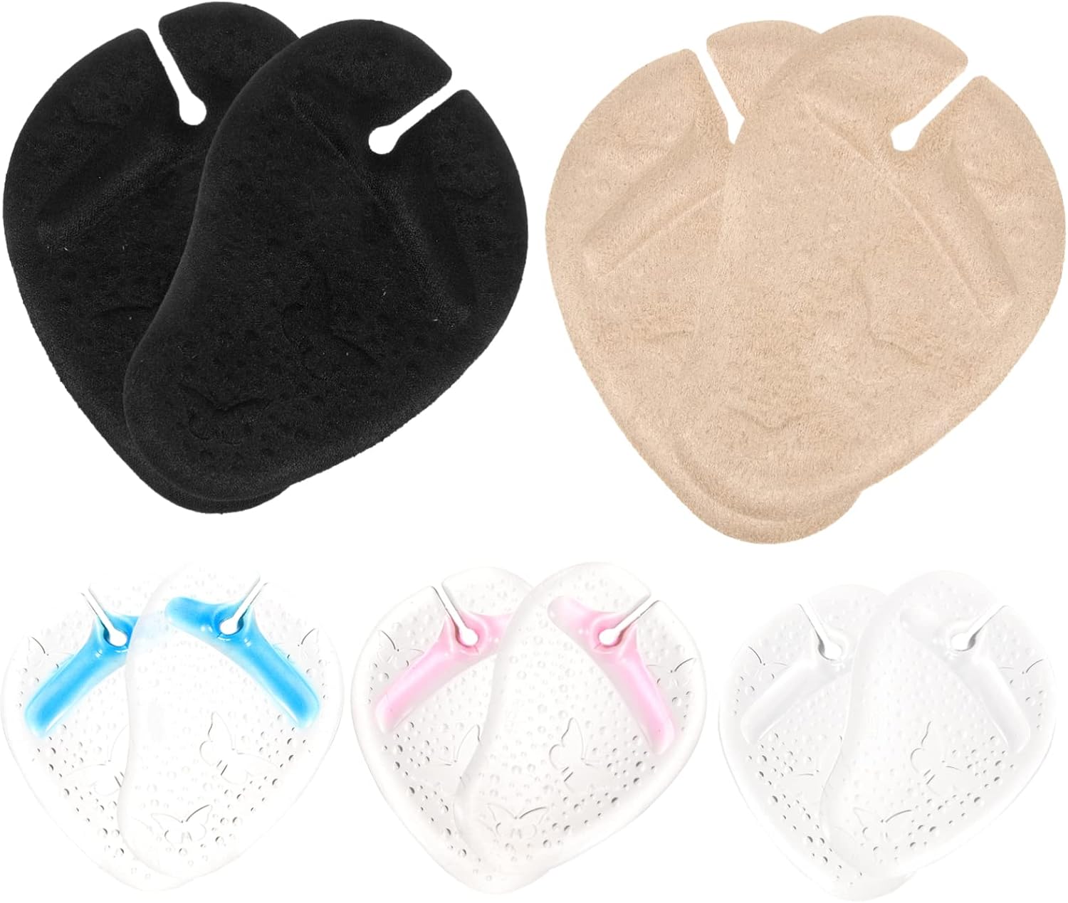 5Pairs Forefoot Cushion Pads for Thong Sandals Non Slip Gel Inserts for Foot Relief Prevention Comfortable Wear Easy Stick Design