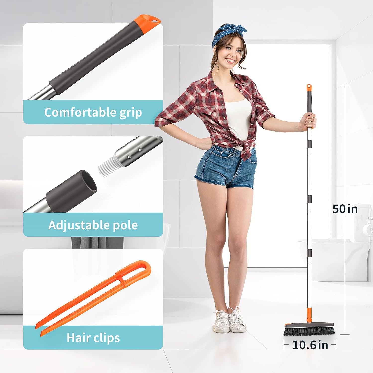 AIR U+ Floor Scrub Brush and Grout Brush with Long Handle