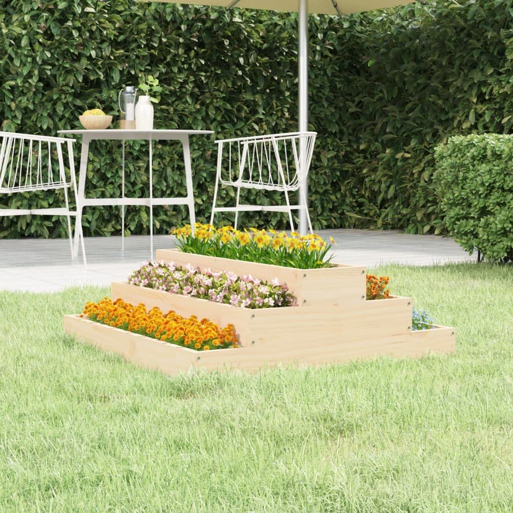 homiuse Jardinera de Madera Maciza de Pino 80x80x27 cm Jardineras Exterior Grandes Jardinera Escalera Huerto Urbano Exterior Jardineras Grandes Exterior Huerto Urbano Madera Arriate De JardíN marrón