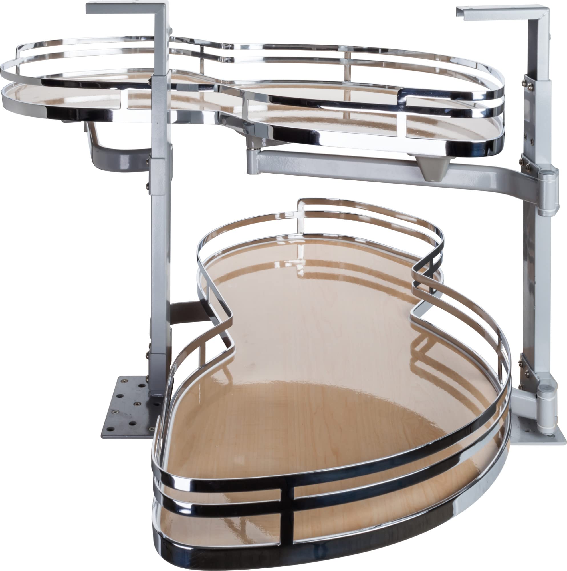 Hardware Resources BCSO215-RH Pull Out 2 Tier Blind Corner Kitchen Cabinet Organizer for 15 Inch Cabinet Opening - Right of the Blind - Maple/Polished