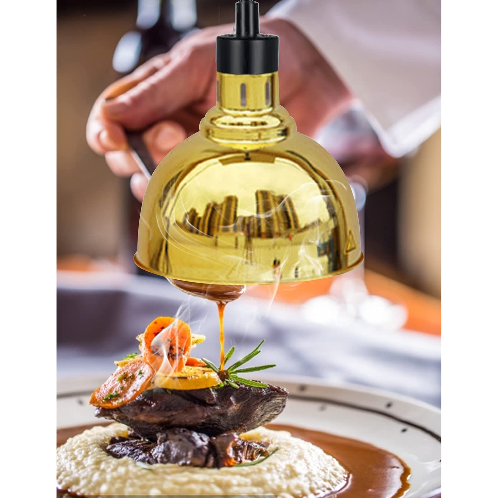 Lampada Scaldavivande Regolabile da 250 W - Lampadina Riscaldante Professionale per Ristoranti, Pizzerie E Servizi di Ristorazione - Soluzione Efficiente per Riscaldare Gold