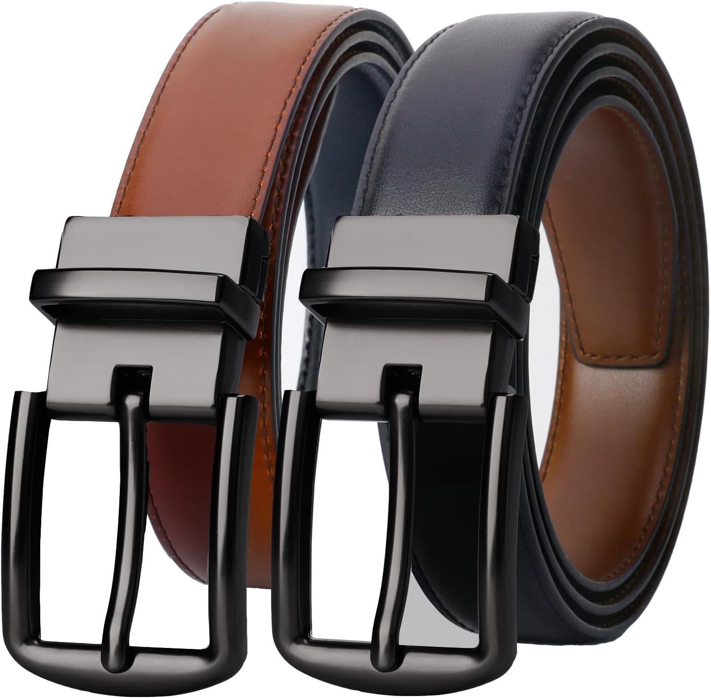 Lavemi Mens Belt Reversible 100% Italian Leather Dress Casual,One Reverse for 2 Colors,Trim to Fit