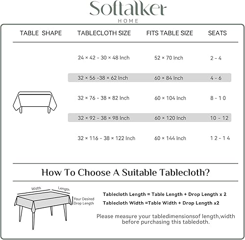 Miniatura 7 de Softalker Mantel rectangular de jacquard navideño, diseño de remolino, impermeable, resistente a las manchas, sin arrugas, peso pesado, para cenas,