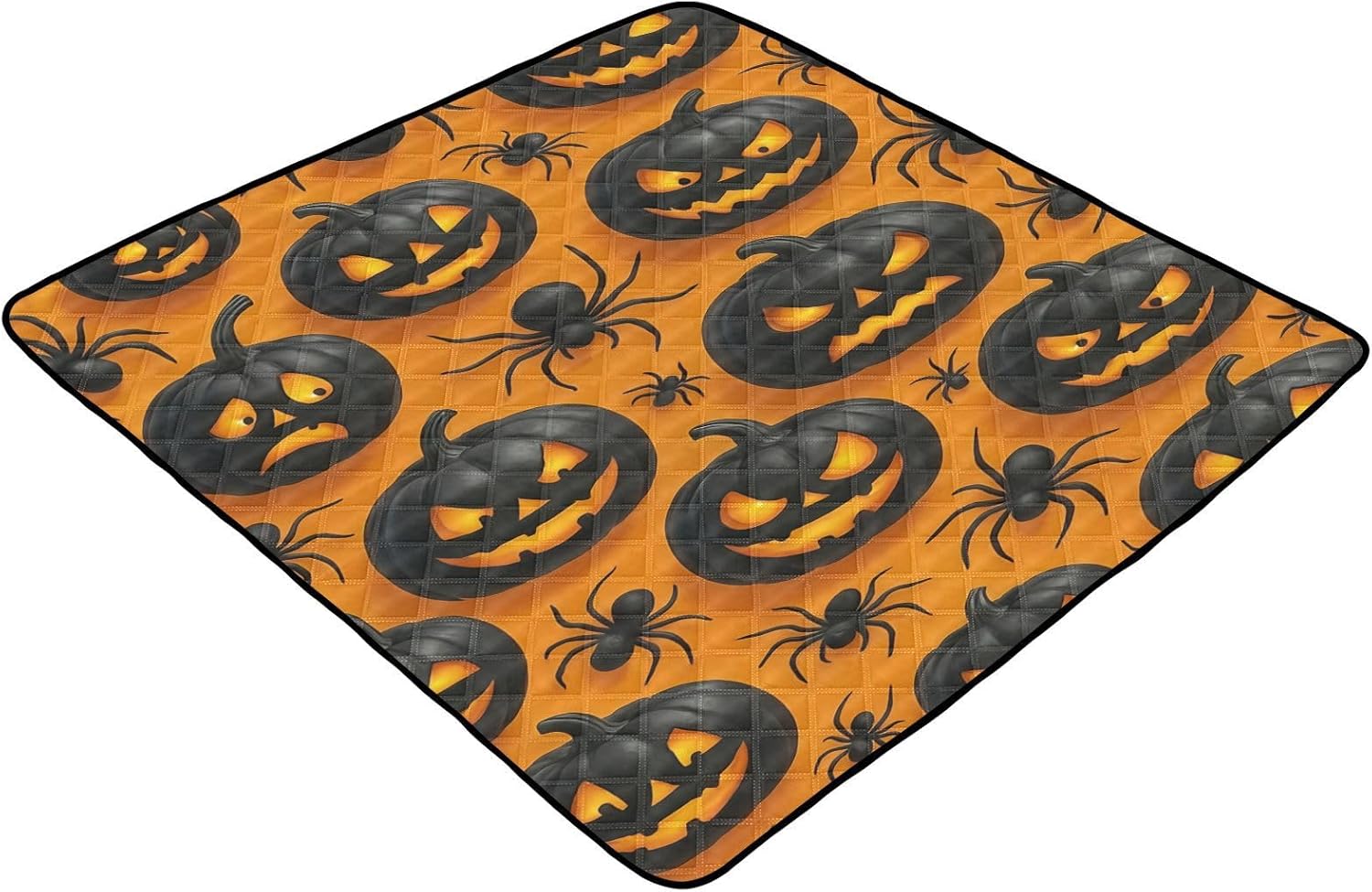 Halloween Pumpkin and Spider Baby Play Mat, 50“ X 50” Washable Folding Crawling Mat, Baby Floor Mat, Soft, Non-Slip