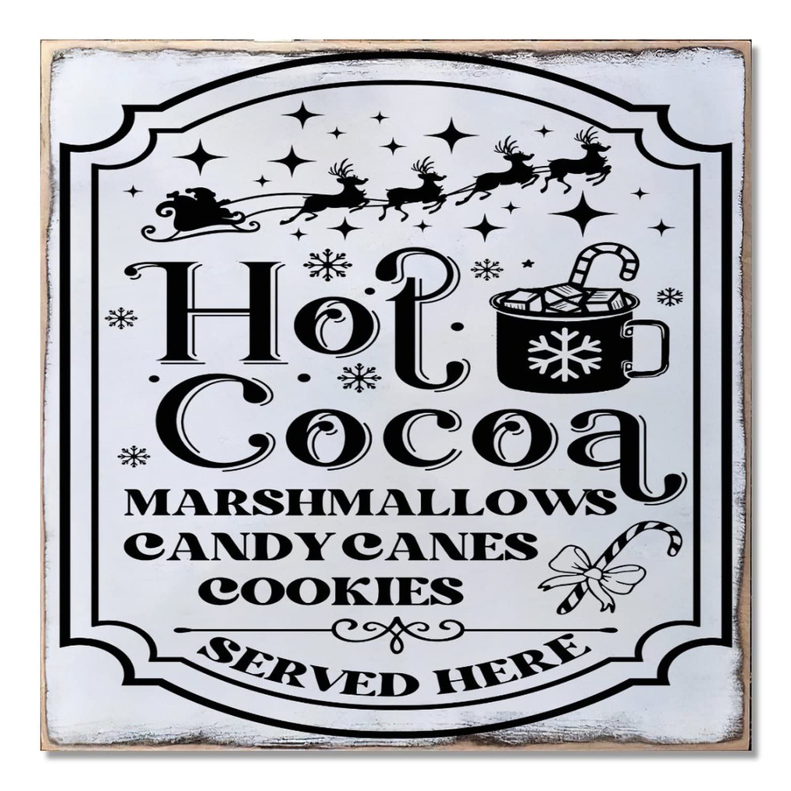Plaque Hot Cocoa de Noël pour masquer un mur vide et réussir sa décoration de cuisine