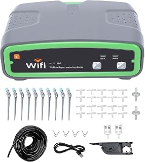Buachois Smart Watering Timer Dual Pump Irrigation Controller App | 15M Hose 20 Stakes Remote Schedule for Balcony Garden Potted Plants
