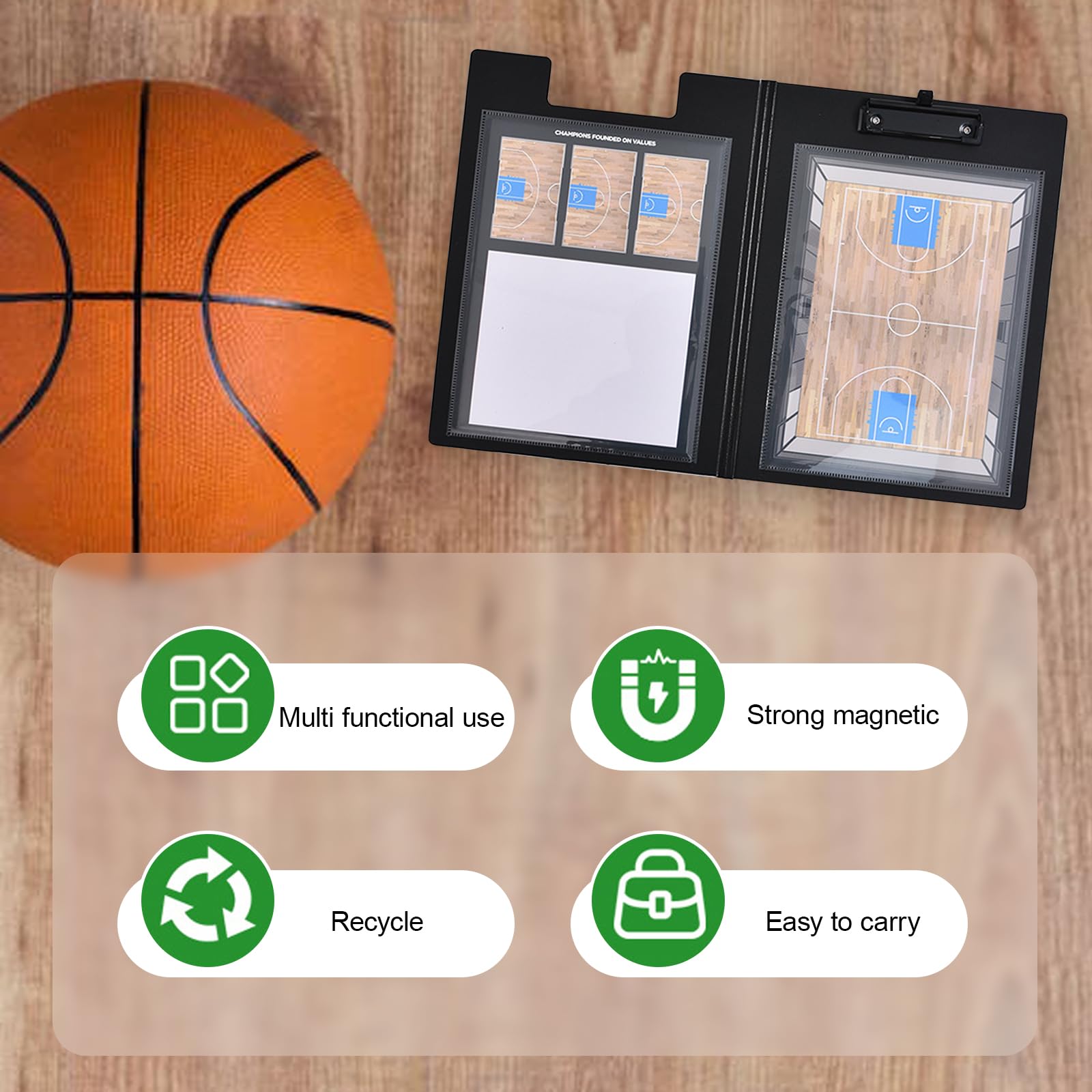 Pizarra Entrenador Baloncesto Magnética Portátil con Accesorios Imanes Marcadores