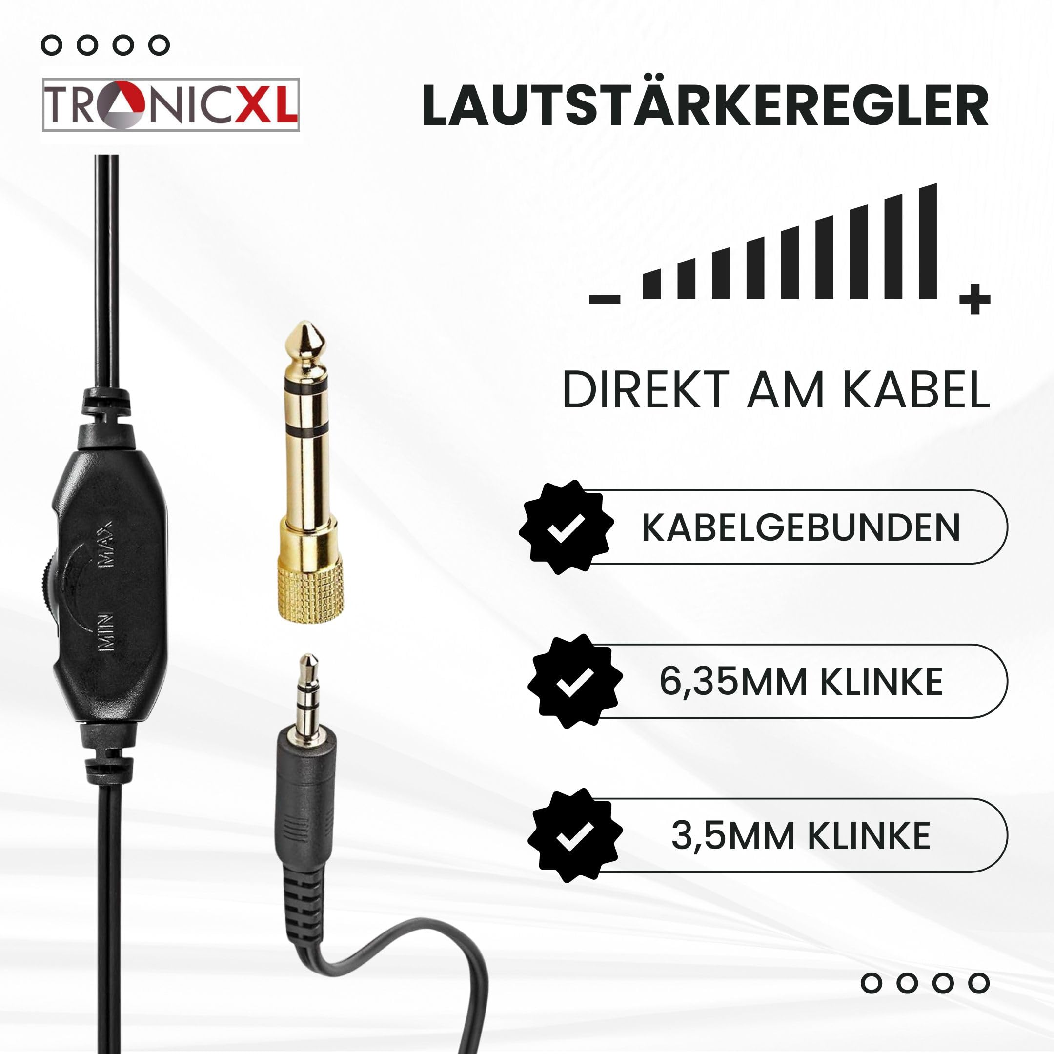 TronicXL Fernsehkopfhörer Stereo 6m Kabel kompatibel Sony LG Panasonic Grundig Samsung