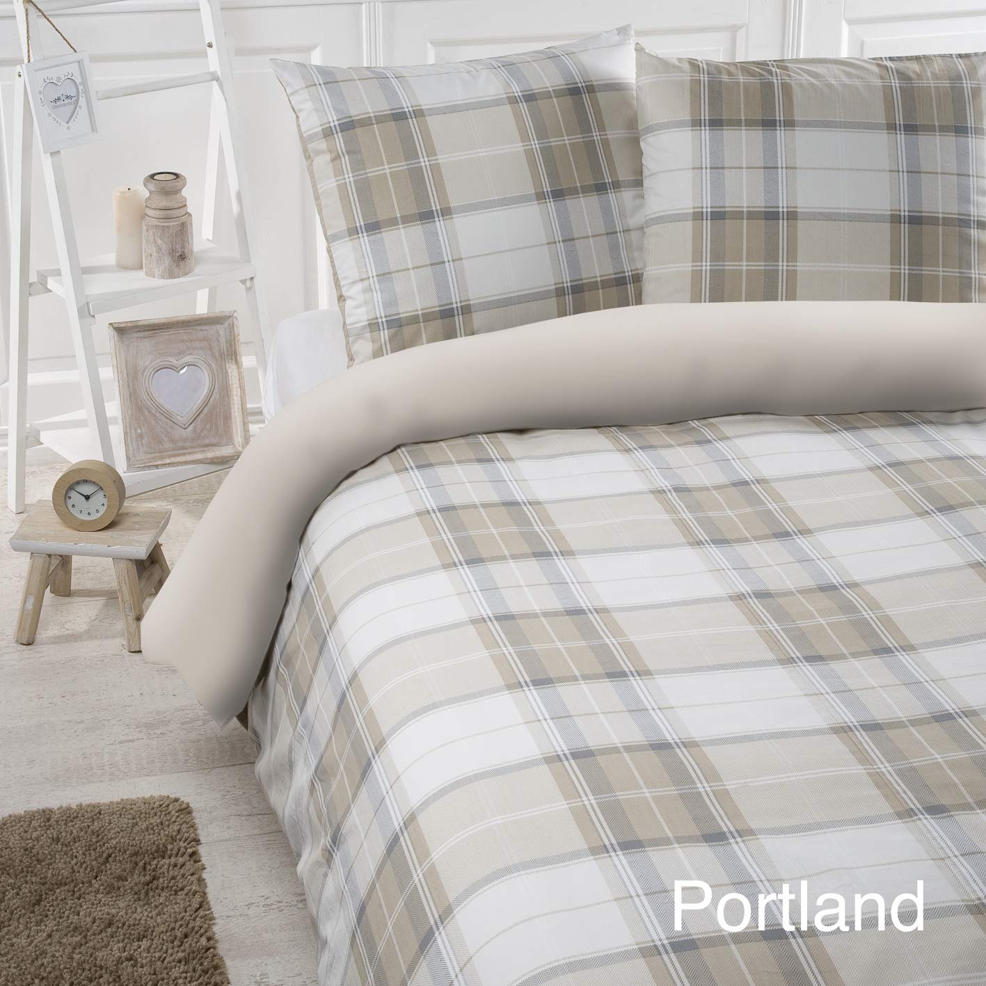 Papillon Portland Duvet Cover Sand, Cotton, 140 x 200/220 cm - Image 2