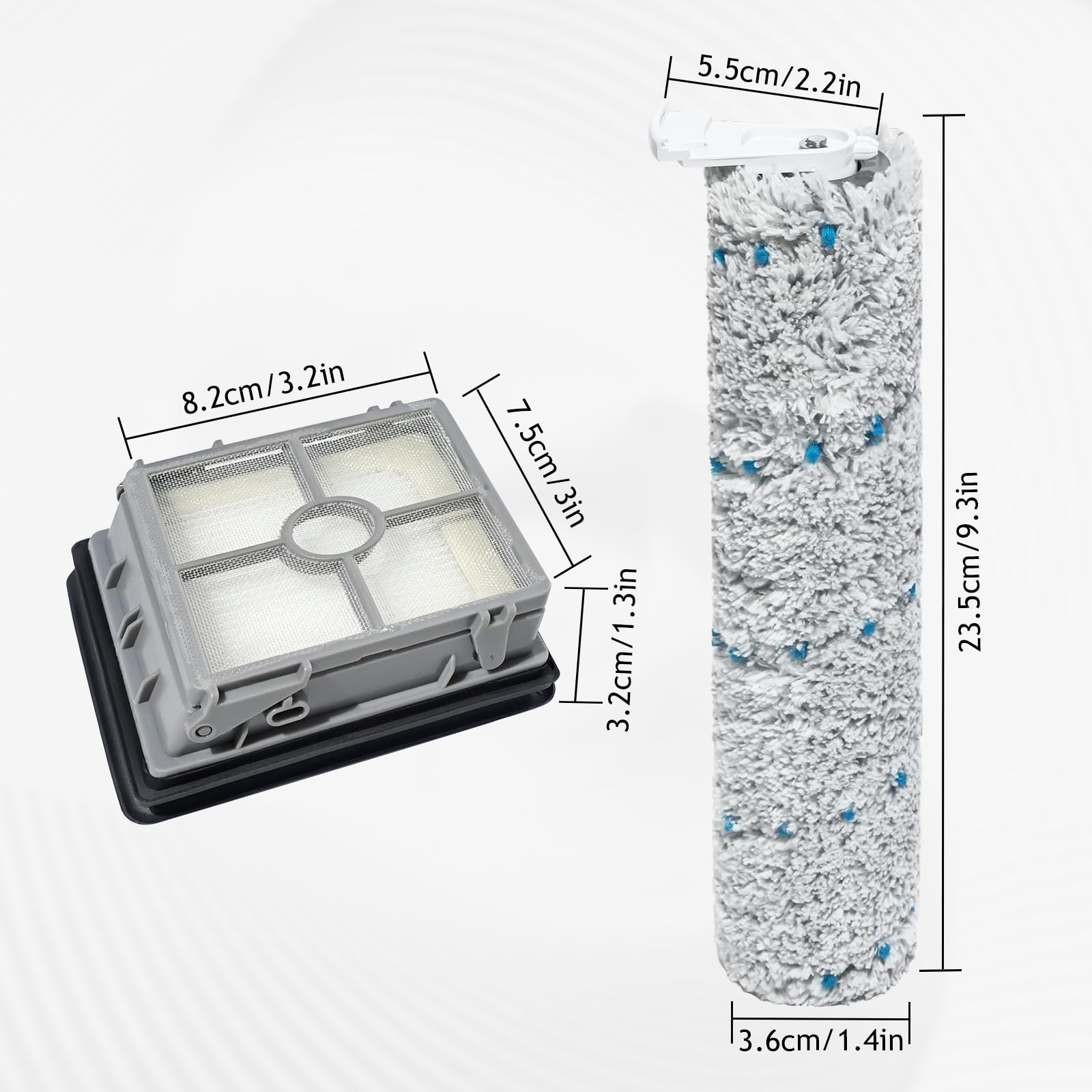 Rolka szczotki + filtr zestaw akcesoriów do odkurzacza do Bissell CrossWave X7 Pet Pro 2955N, 3479N części zamienne do odkurzacza na mokro i sucho, 2 rolki szczotki + 2 filtry watowe + 1