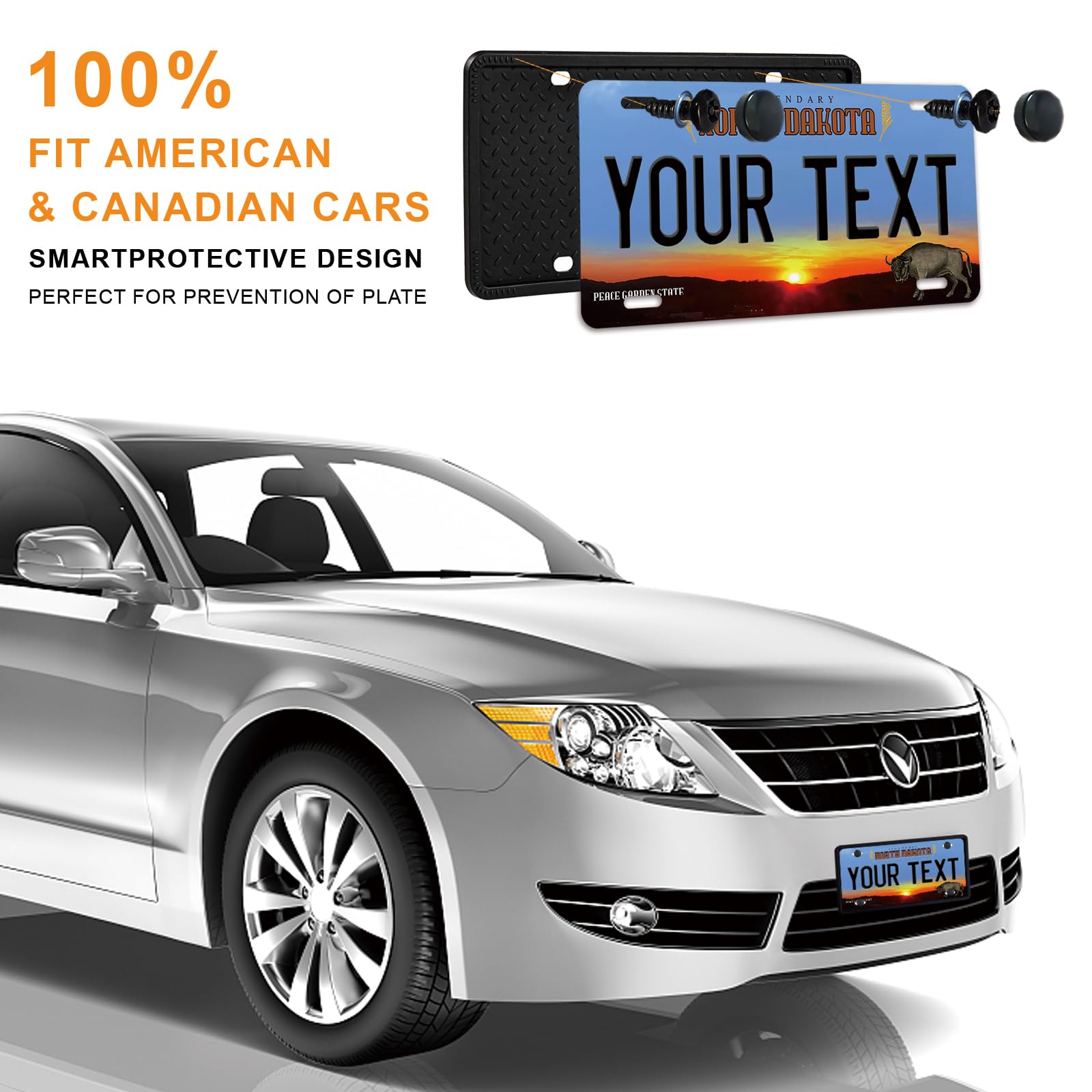 SINKAA 2-Pack Silicone License Plate Frames - Universal Black, Rust-Proof, Rattle-Proof With Drainage Holes