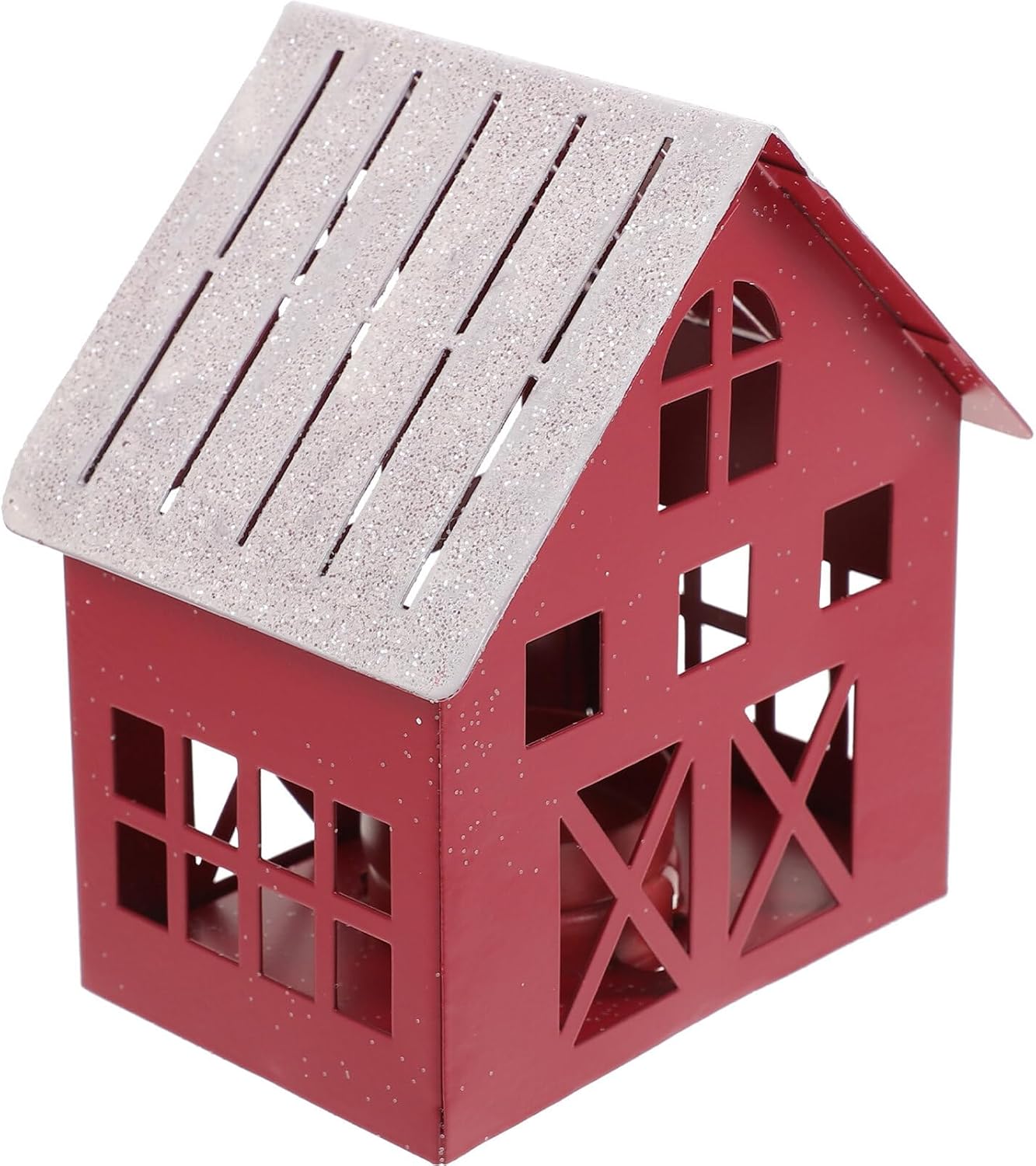 MAGICLULU Christmas Village Houses Metal Christmas Village Figurines Farmhouse Galvanized Tin House Desktop Ornament for Xmas Holiday Mantel Tabletop Decor