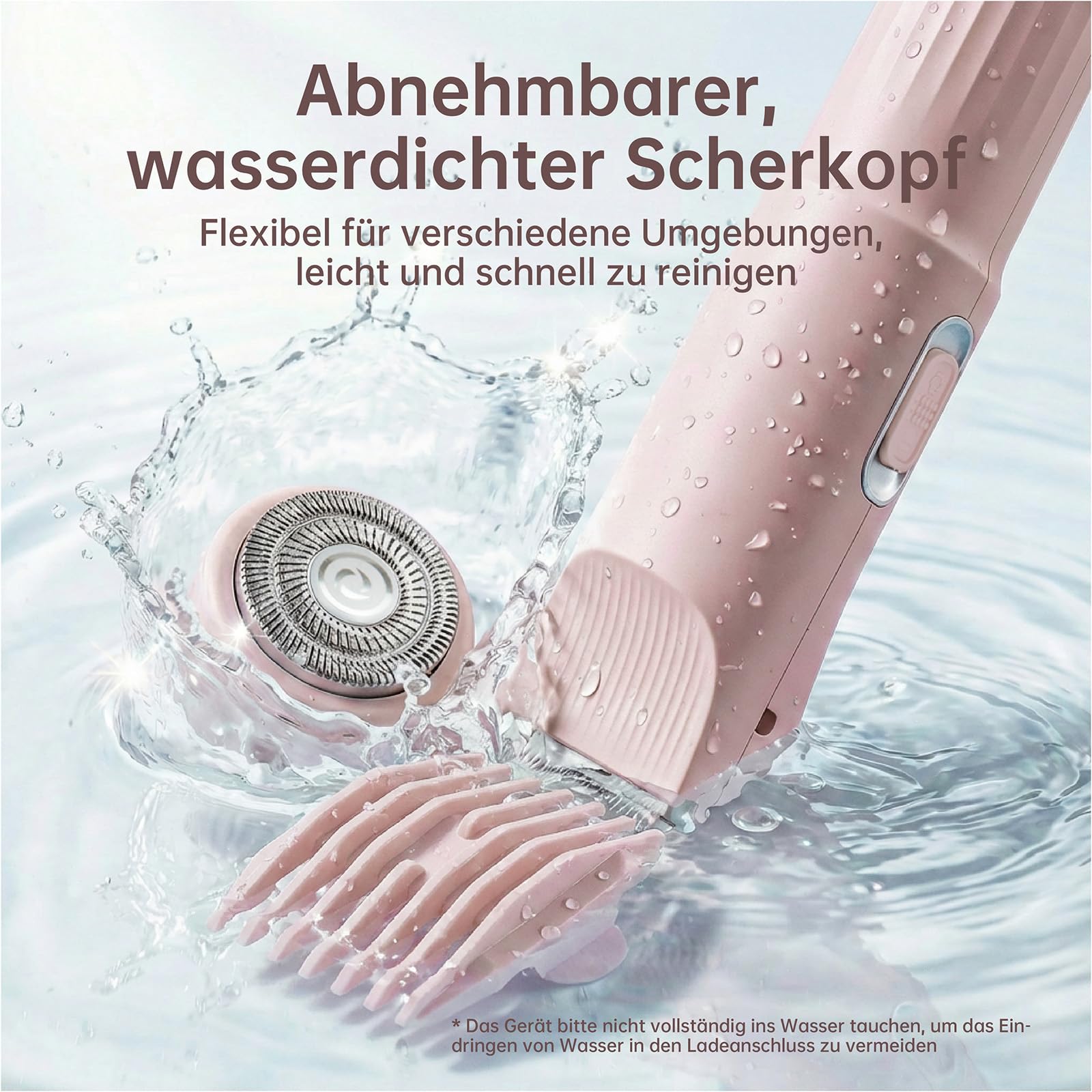 Damen Rasierer Elektrisch, 2 in 1 Intimrasierer für Frauen, Wiederaufladbar Trimmer Damen für Beine, Arme, Achseln und Bikinizone, Rosa