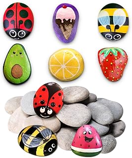 DECORKEY 22PCS River Rocks for Painting, Natural Unpolished Smooth Rocks for DIY, Arts & Crafts, 2-3inch Stone Perfect for Kids Party, Home, School & Kindness Project, Decorations