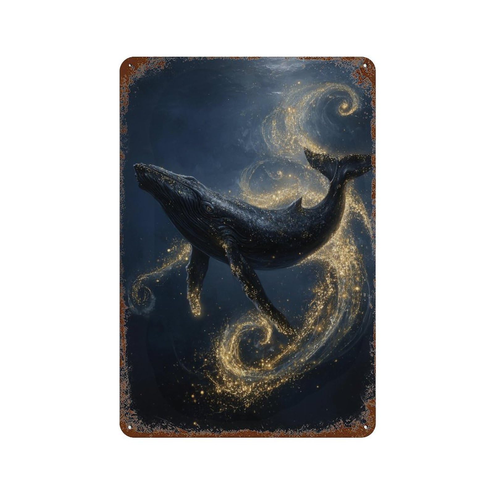 Garage Style Whale of Light Weathered Tin Sign 11.8"x7.9", Shabby Chic Decor for Bar And Workshop