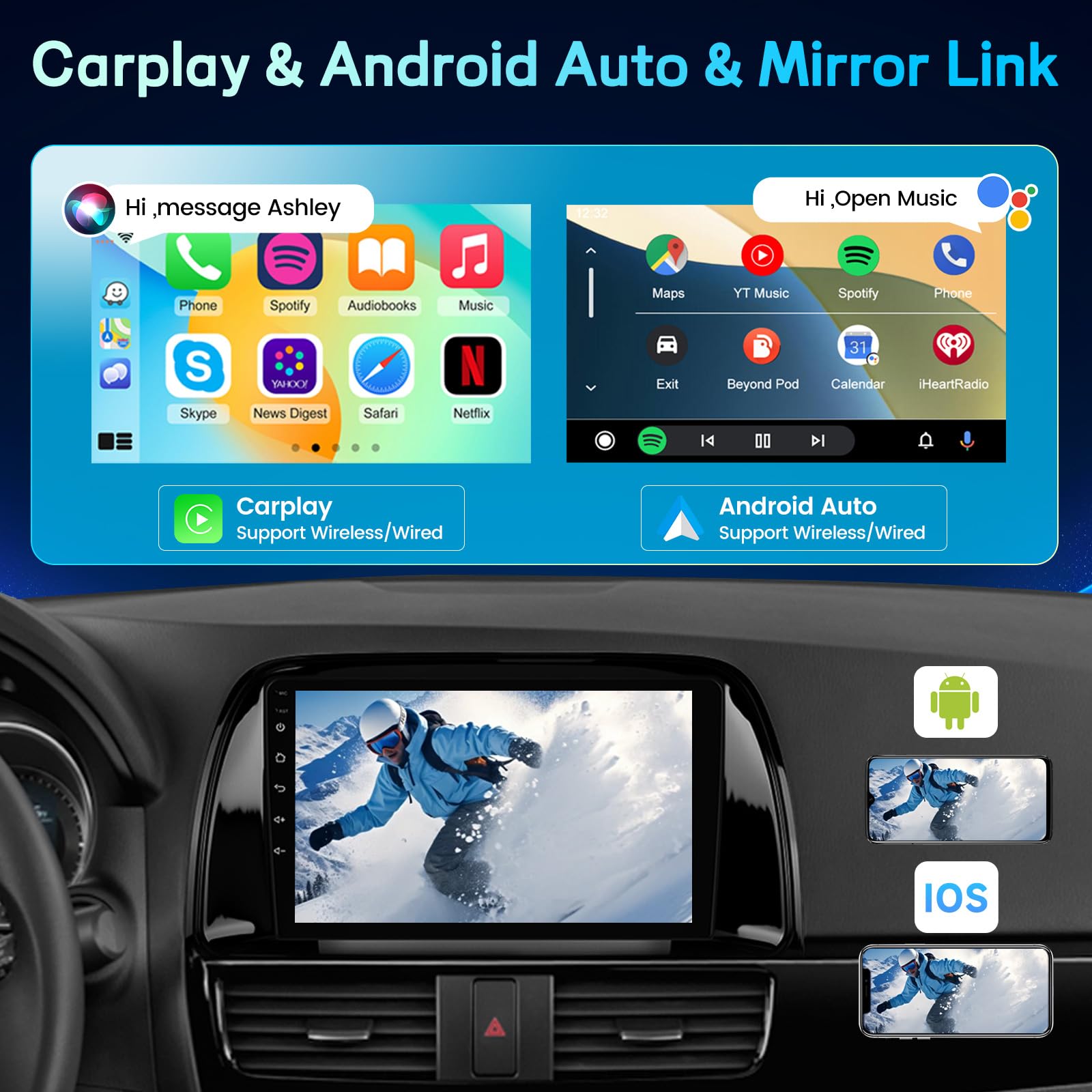 2GB+64GB Autoradio Android per Mazda CX-5 2012-2015 con CarPlay&Android Auto Senza Fili, 9 Pollici Touchscreen Auto Radio con EQ DSP, WiFi, Navigazione GPS, FM RDS, Bluetooth+Telecamera di Retromarcia
