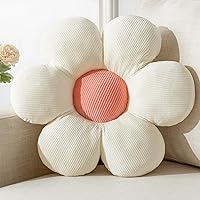 Vista 19 de Almohada de Flores, Almohada Decorativa en Forma de Flor Cojín de Asiento de Seis Pétalos 23.62 Pulgadas Flor Rosa de Felpa Almohada Decorativa