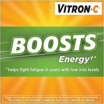 Vitron-C High Potency Iron Dietary Supplement Plus Vitamin C Coated Tablets, Pack of 5 (60 Count Each)