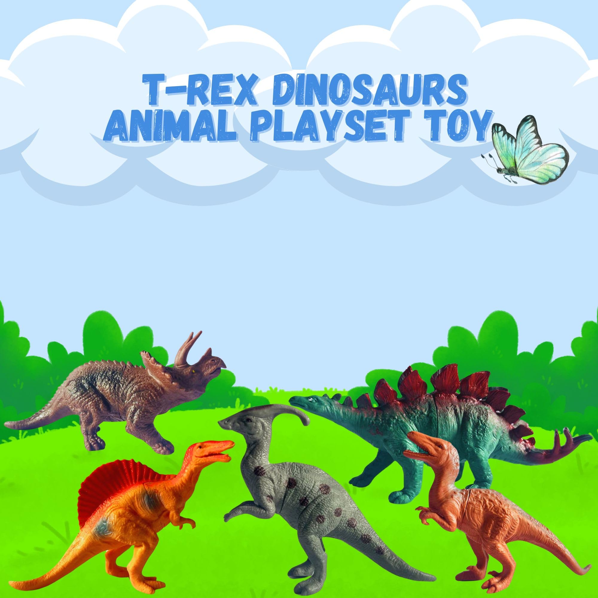 Mallexo Realistic Big Dinosaur Figure Toy Set for Kids 3+ | Set of 6PCs T-rex Dinosaurs Animal Playset Toys for Boys and Girls Dino Animal Action Figurine Decoration Items Birthday Gift for Childrens - Image 6 thumbnail