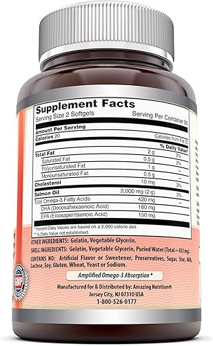 Miniatura 6 de Increíble Omega Wild Alaskan Salmon Oil 2000mg por porción Softgels Suplemento (360)