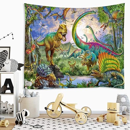 Sevendec Tapiz de dinosaurio para colgar en la pared, diseño de animales salvajes, tropical, jurásico, naturaleza, decoración de pared para