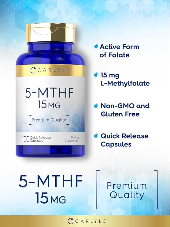 Carlyle L-Methylfolate 15mg | 100 Capsules | High Potency 5-MTHF