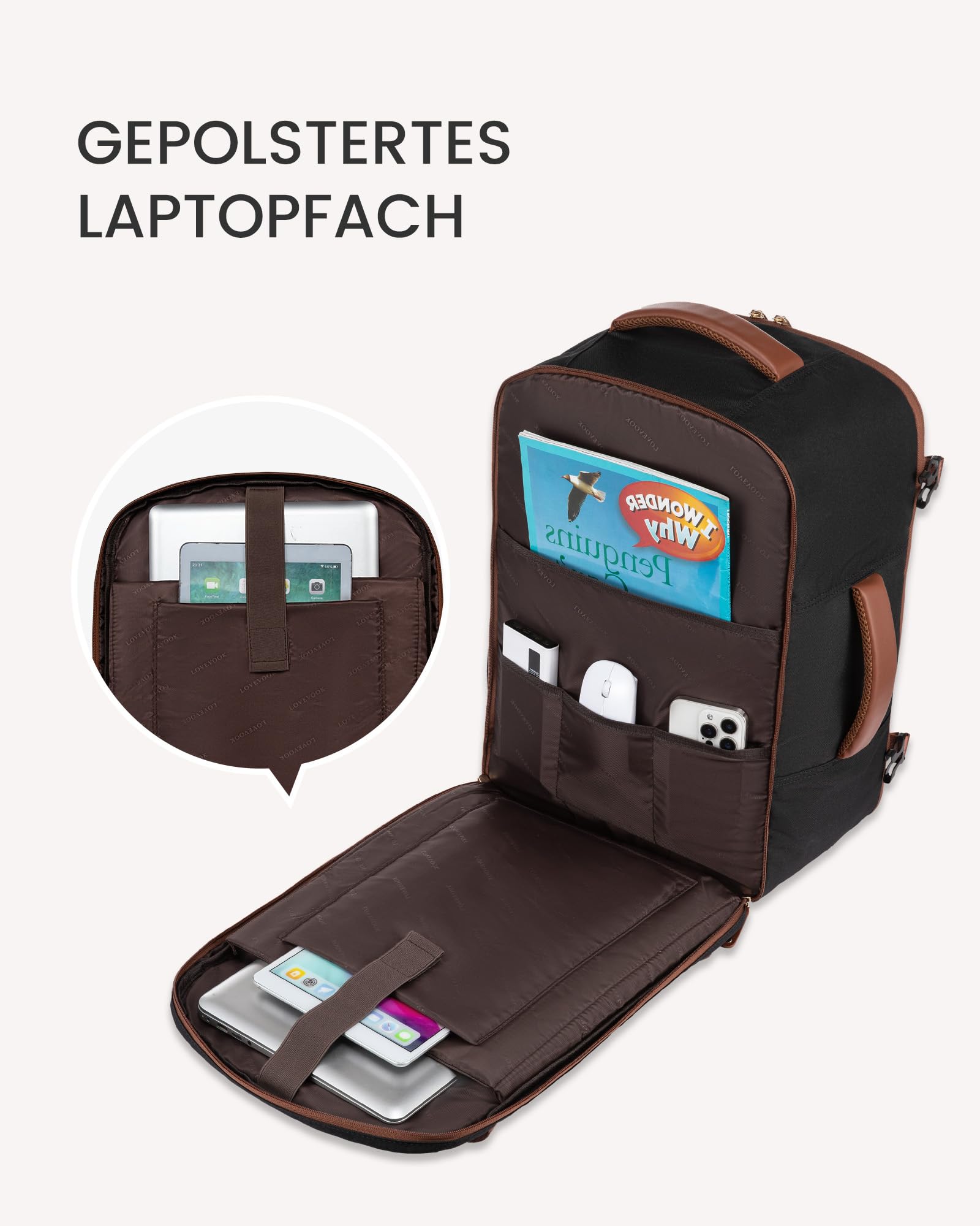 LOVEVOOK Ryanair Plecak Podręczny 40 x 20 x 25, Mały Podróżny, Samolot, 20 L, Do Podróży Eurowings Wizz