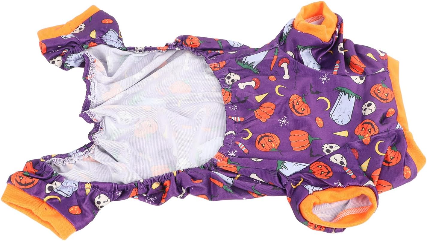 Dog Clothes Winter Outfits Pet Jumpsuits, Halloween Dog Pajama Warm Soft Cozy Clothes with Various Halloween Patterns