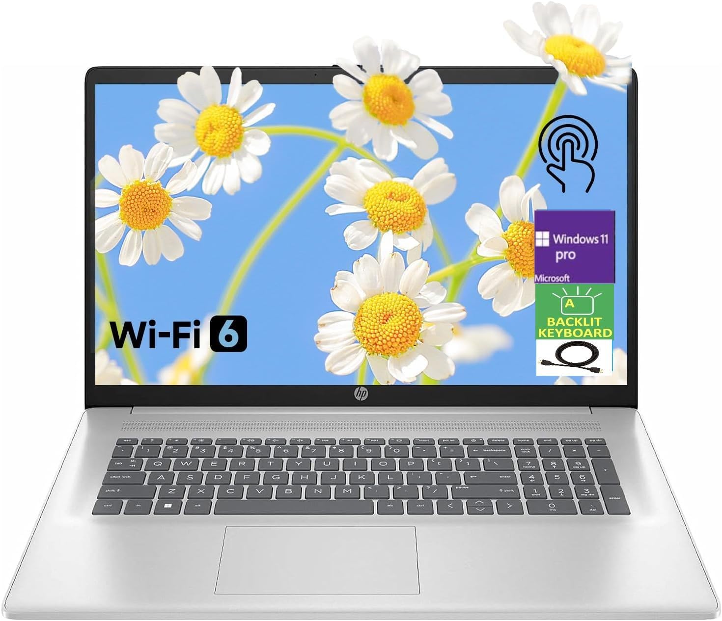 HP 17.3" HD+ Touchscreen BrightView Display, Intel Core 7 150U 10-Core Processor, 32GB RAM 1TB PCIe SSD, Backlit Keyboard, Wi-Fi 6, Bluetooth 5.3, Windows 11 Pro, Natural Silver