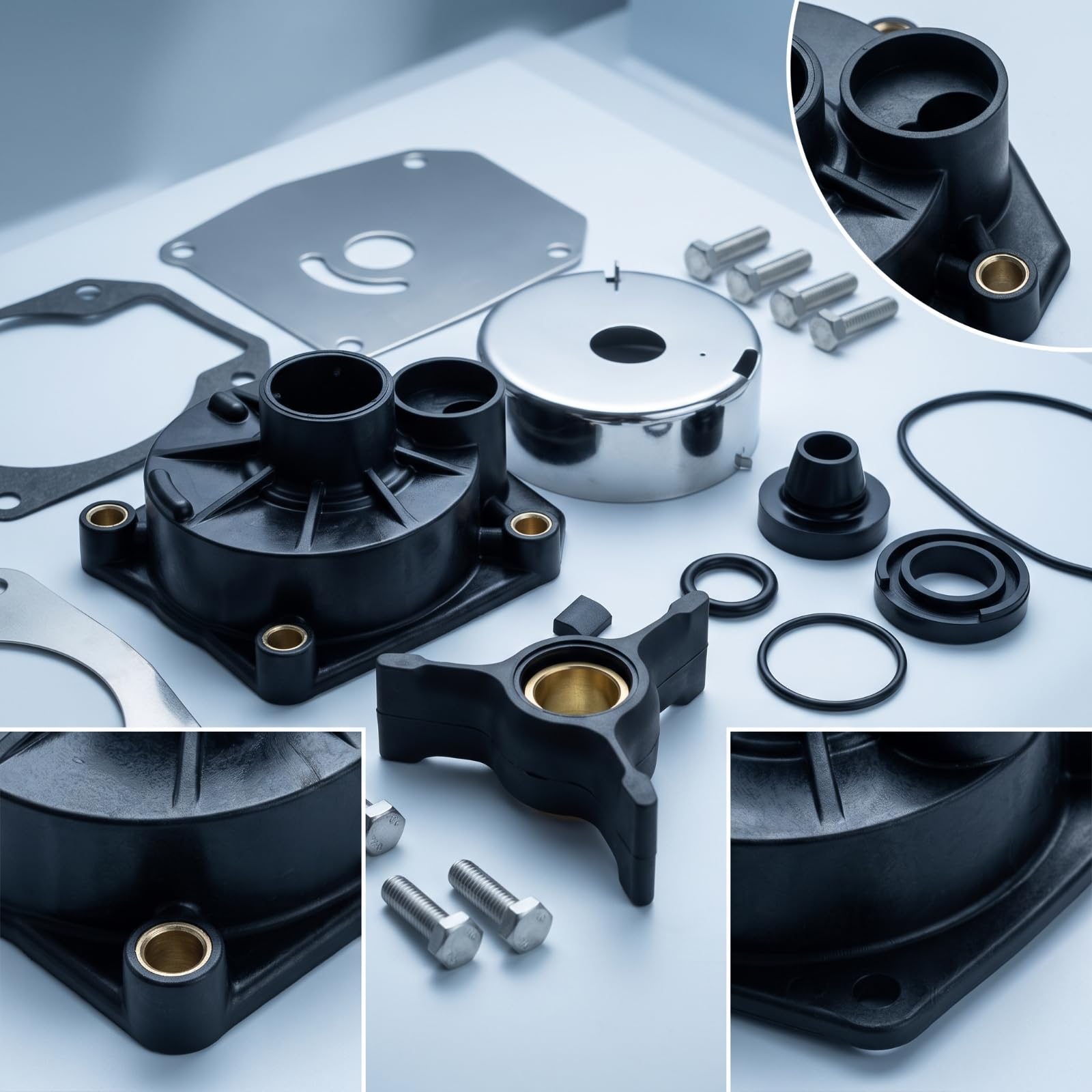Colcolo Kit Riparazione Girante Pompa Acqua con Alloggiamento Pompa Coperchio Metallico Guarnizioni O- E Viteria Costruzione in Plastica Metallo Gomma Adatto