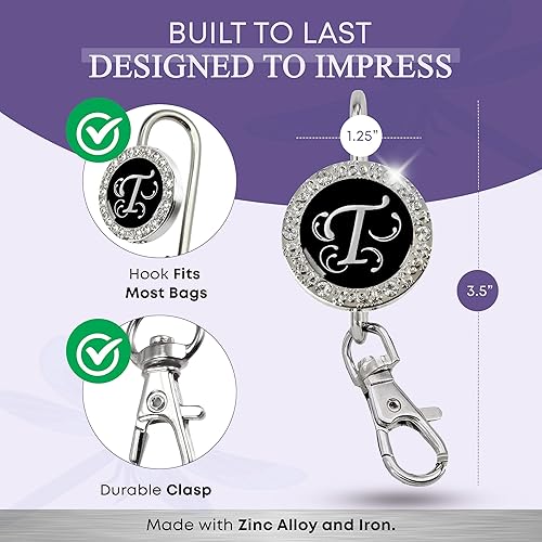 Miniatura 4 de Womens Bag Charm Key Finder, Car Keychain Hook, Cute Purse Organizer & Tote Bag Accessories, Gifts for Mom - Monogram Letter