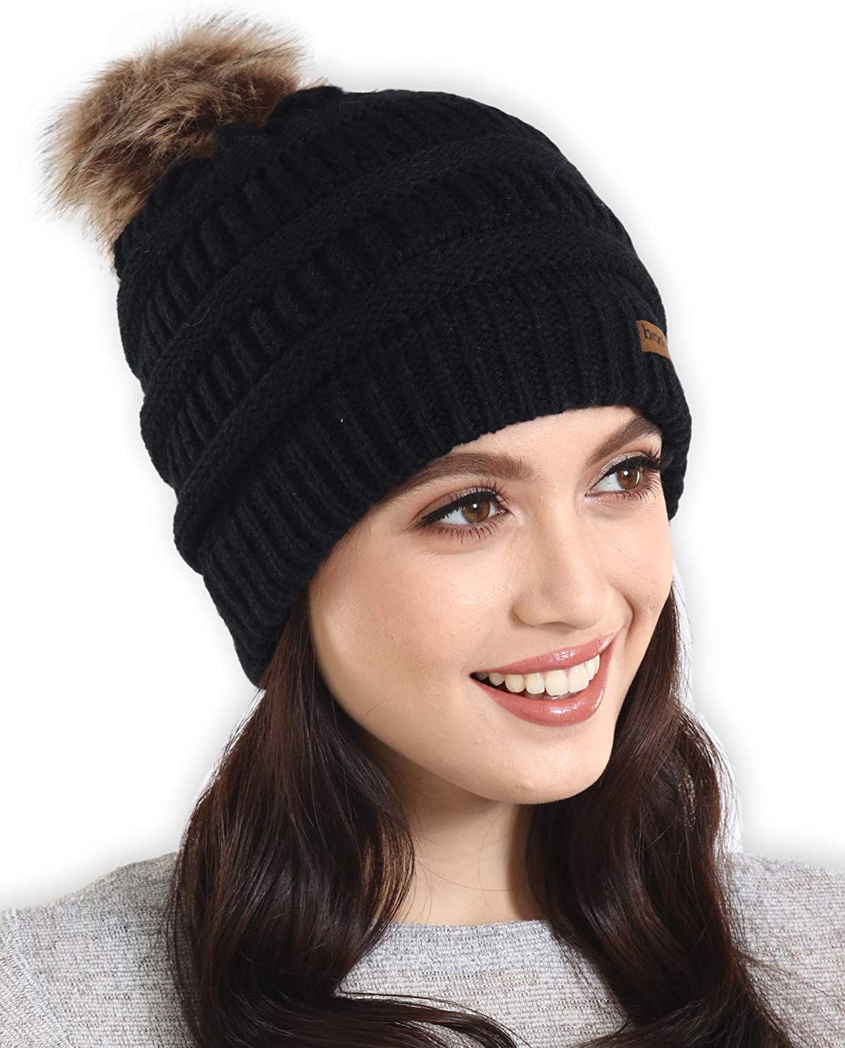 Brook + Bay - Beanie Hats for Women, Pom Pom Hat Soft Chunky Knit Beanie for Cold Weather, Stocking Cap for Women Winter Hats