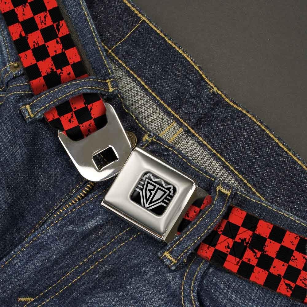 Buckle-Down Seatbelt Belt - Checker Weathered Black/Red - 1.0" Wide - 20-36 Inches in Length