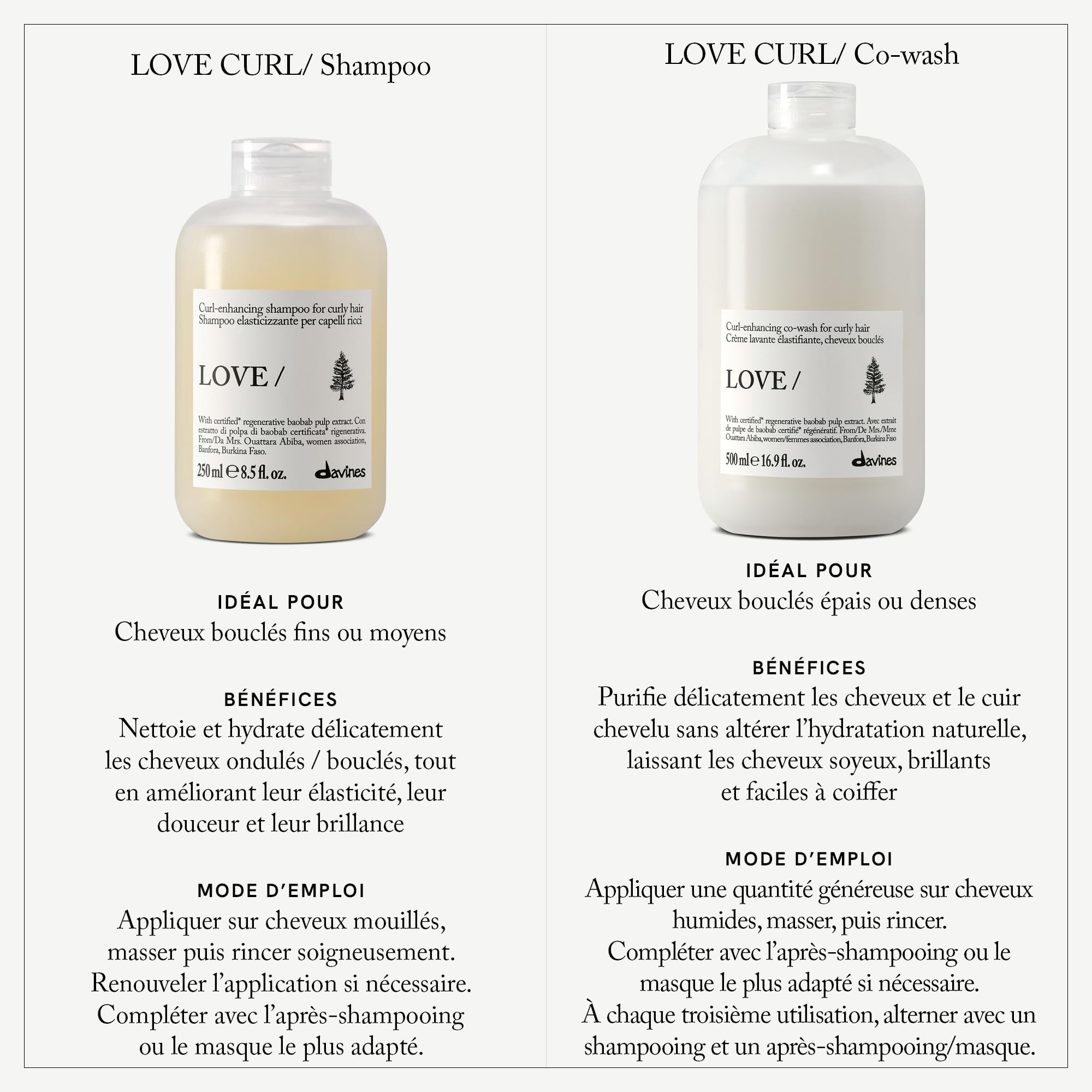 Davines LOVE CURL Crème nettoyante, shampooing et revitalisant, 500 ml