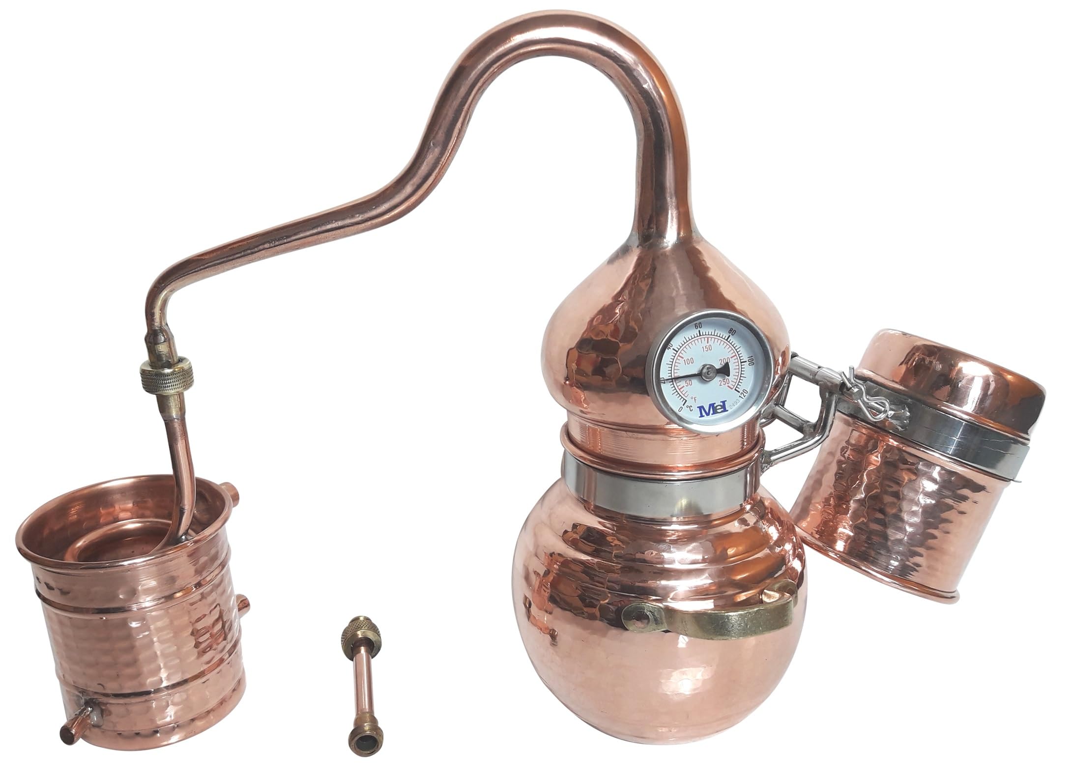 Kolonnenbrennerei aus Kupfer 1 L Thermometer - Destille ätherische Öle - mit Kippgestell