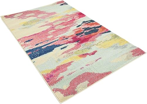 Miniatura 10 de Tapete abstracto Unique Loom, colección Estrella, moderno, multiárea, Polipropileno, Rosado