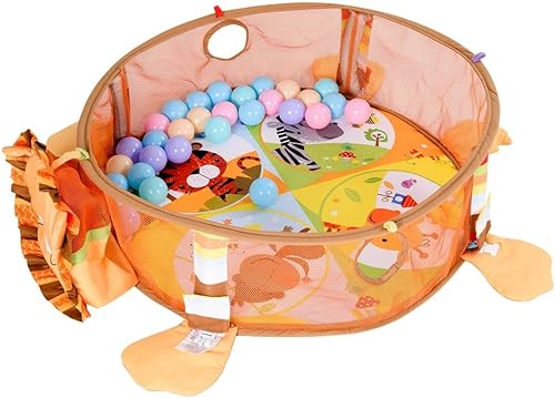 Miniatura 7 de Tapete de gimnasio 3 en 1 para bebés, centro de actividades para bebés con hoyo de pelotas, tapete de juego para el tiempo boca abajo y malla segura